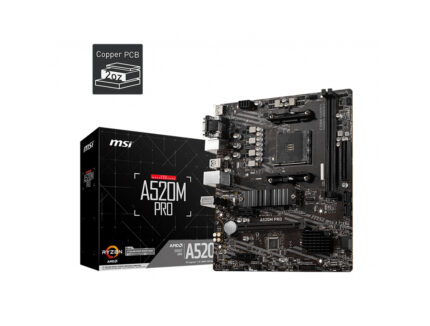 MSI A520M PRO AM4 DDR4 4600(OC) VGA DVI HDMI M.2 USB3.2 mATX