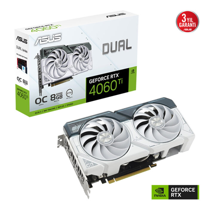 8 GB ASUS GEFORCE RTX 4060 TI-8G DUAL-RTX4060TI-O8G-WHITE GDDR6 128bit 2595MHz O