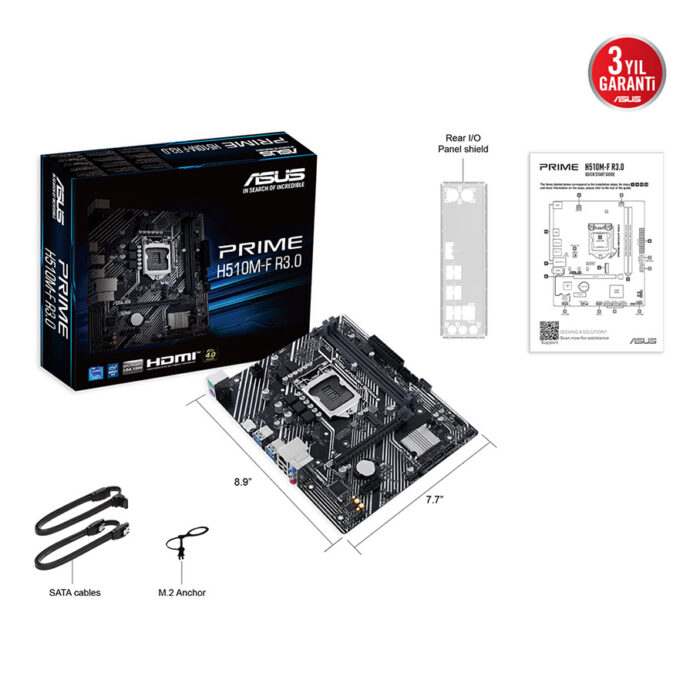 ASUS PRIME H510M-F R3.0 Intel H470 LGA1200 DDR4 3200 HDMI M2 USB3.2 mATX