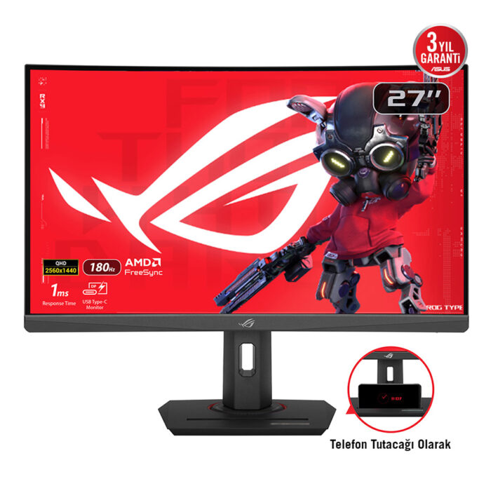 27" ASUS ROG STRIX XG27WCS GAMING FAST 2K 1ms 180Hz DP HDMI USB-C Yükseklik Ayar