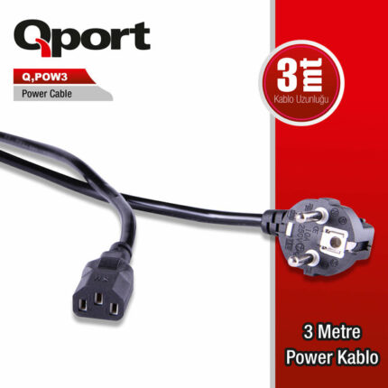 Qport 3 Metre PC Power Kablosu (Q-POW3)