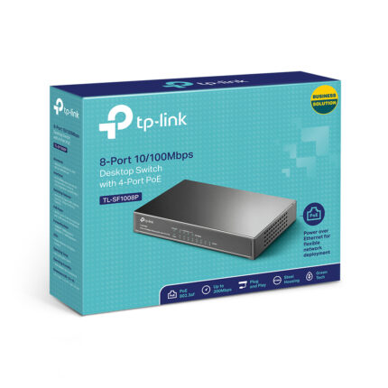 TP-Link TL-SF1008P 8-Port 10/100 Mbps Desktop Switch with 4-Port PoE+ (66W)