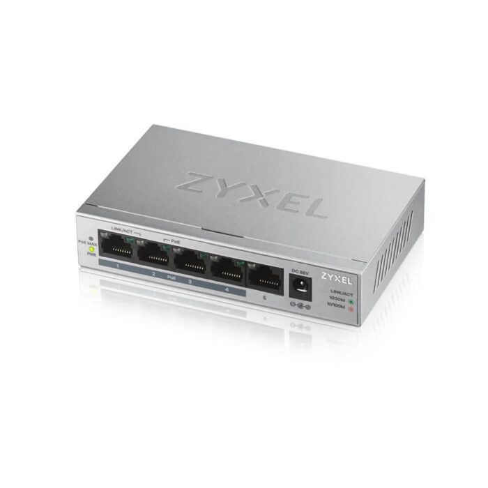 Zyxel 5Port GS1005-HP 4Port PoE(60W) Gbit Yönetilemez PoE Switch (5Yıl Gar.)