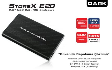 Dark Storex E20 2.5" USB 2.0 Alüminyum SATA Disk Kutusu [DK-AC-DSE20]