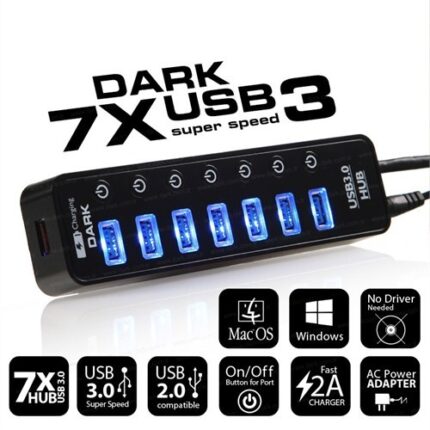 Dark Connect Master 7+1 Hızlı Şarj Adaptörlü USB3.0 Hub (DK-AC-USB371)