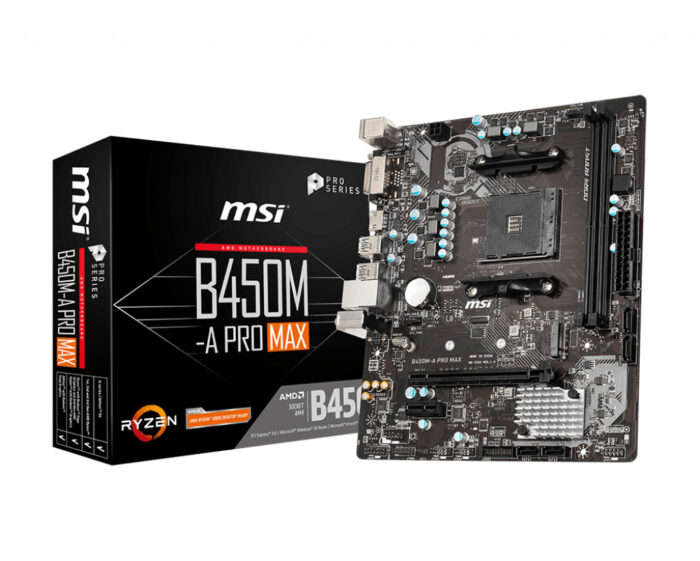 MSI B450M-A PRO MAX AM4 DDR4 VGA+Ses+GLan HDMI DVI VGA M2 USB3.2 mATX