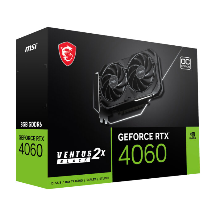 MSI 8GB GEFORCE RTX 4060 VENTUS 2X BLACK 8G OC GDDR6 [128Bit] PCIE 4.0 X8 HDMI