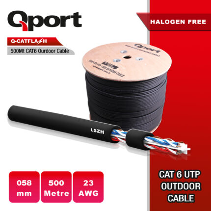 Qport 500 Metre Q-CATFLASH LSZH[Yanmaz] Cat6 0.58mm Outdoor Kablo