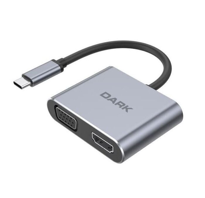 Dark USB3.1 Type-C to VGA+HDMI Görüntü Çoklayıcı HUB (DK-AC-U31XMST)