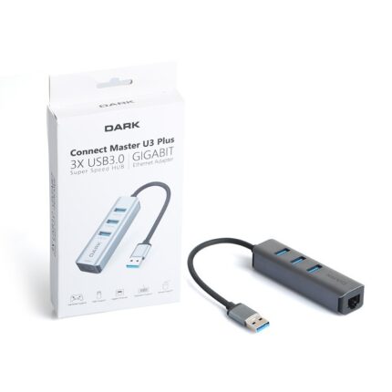 Dark USB Type-A to Ethernet ve 3xUSB 3.0 Hub Çoklayıcı Adaptör [DK-AC-USB332GL]