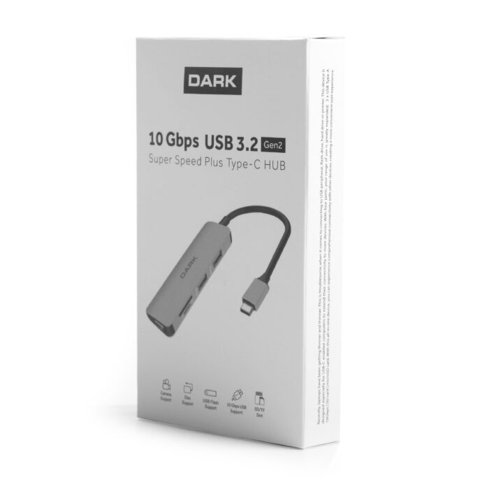 Dark USB3.2 /Type-C/TF/SD Kart Okuyucu/3xUSB 3.2 Çevirici Hub [DK-AC-U31X37]