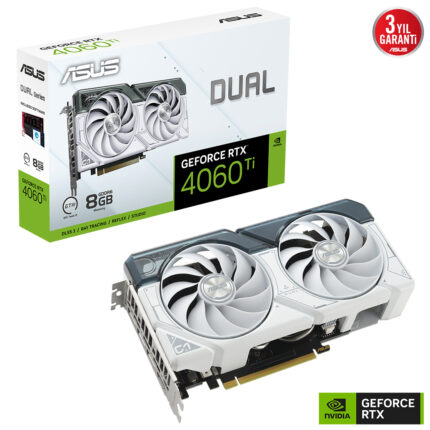 Asus 8GB DUAL-RTX4060TI-O8G-WHITE GDDR6 128Bit OC RGB DLSS3 Beyaz HDMI 3xDP