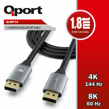 Qport 1.8 Metre 1.4V Display Port Kablo (Q-DP14)