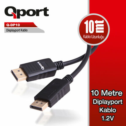 Qport 10 Metre 1.2V Display Port Kablo (Q-DP10)