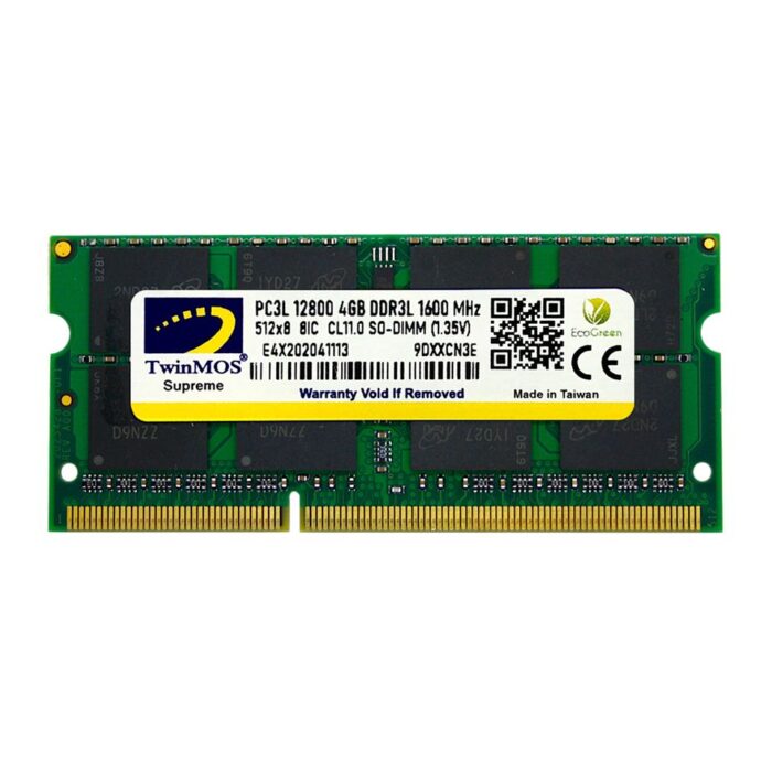 Twinmos Sodimm 4GB 1600Mhz 1.35V DDR3 Kutulu Notebook Bellek (MDD3L4GB1600N)