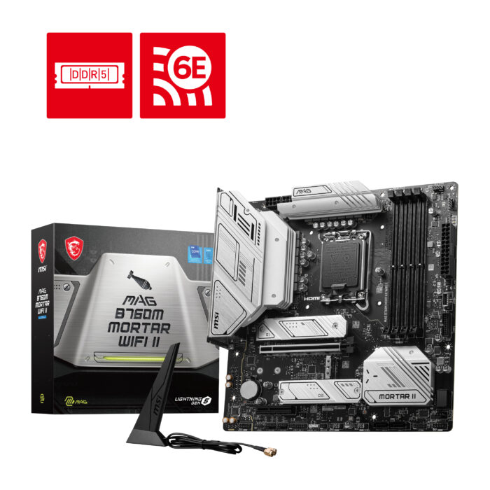 MSI MAG B760M MORTAR WIFI II 1700P DDR5 7800(OC) PCI-E Gen5 M.2 HDMI DP Wifi 6E