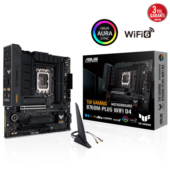 Asus TUF GAMING B760M-PLUS WIFI D4 1700P 5333(OC) HDMI DP M2 WiFi6 BT 128GB mATX