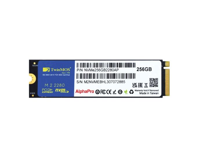 Twinmos 256GB NVMe M2 Gen SSD 3600/3250 Mb/s (NVMe256GB2280AP)