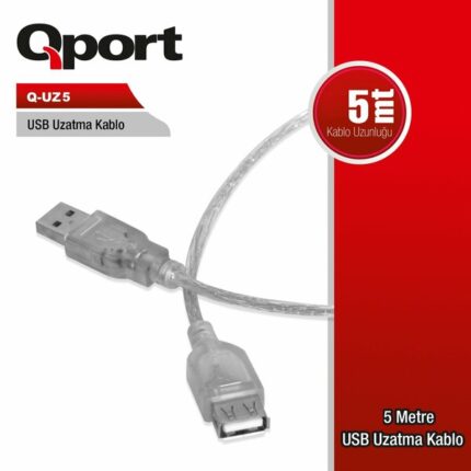 Qport 5 Metre USB 2.0 Uzatma Kablosu (Q-UZ5)