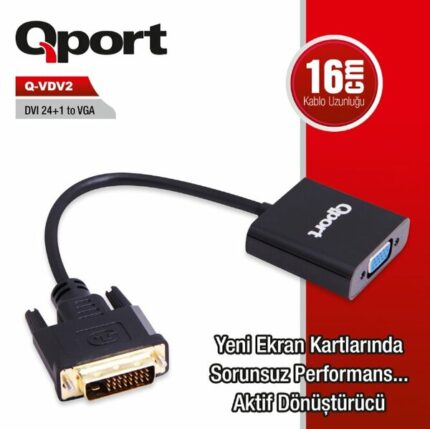 Qport DVI To VGA 24+1 Çevirici (Q-VDV2)