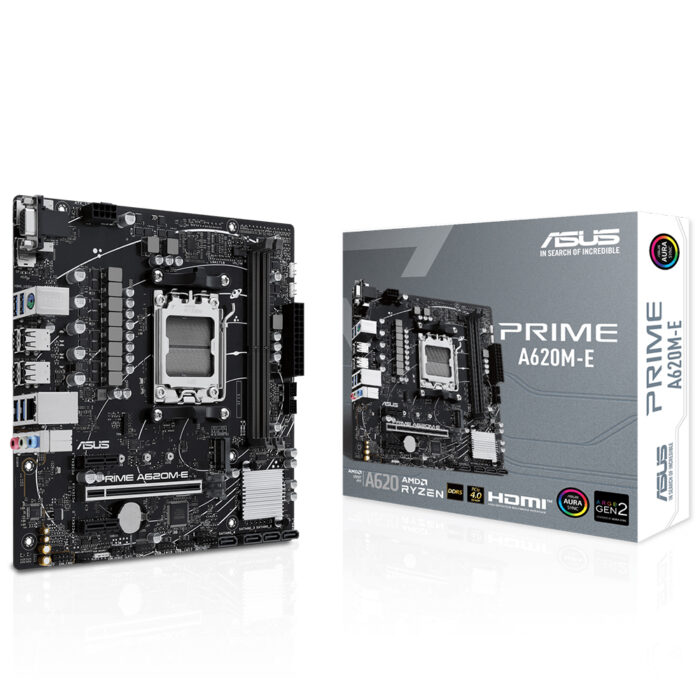 Asus PRIME A620M-E AM5 DDR5 6400(OC) HDMI DP VGA M2 Aura RGB mATX 96GB Kadar