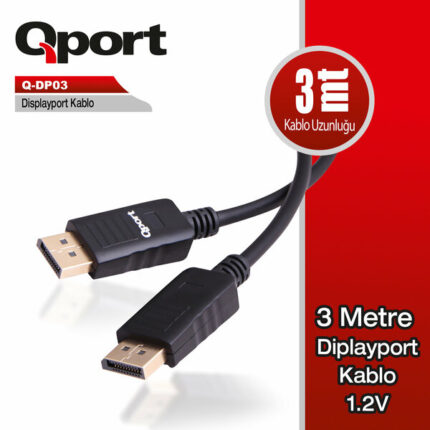 Qport 3 Metre 1.2V Display Port Kablo (Q-DP03)