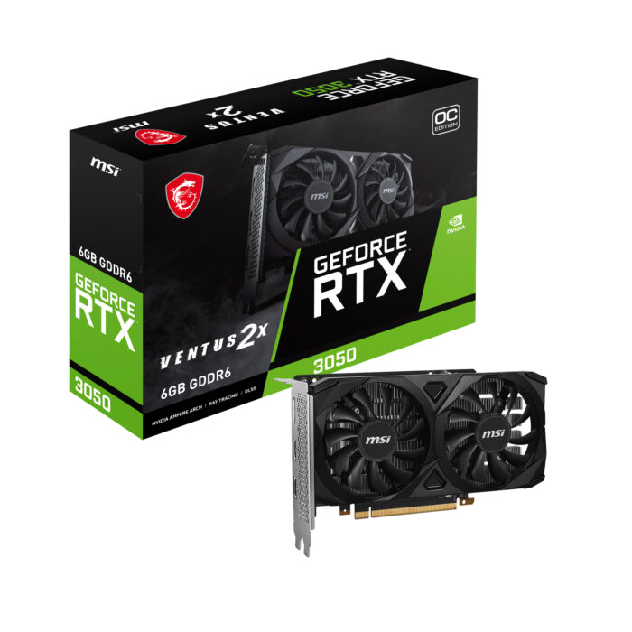 MSI 6GB GEFORCE RTX 3050 VENTUS 2X 6G OC GDDR6 96Bit PCIE 4.0 2xHDMI DP