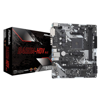 ASRock B450M-HDV R4.0 AM4 DDR4 3200(OC) M.2 HDMI DVI-D D-Sub mATX