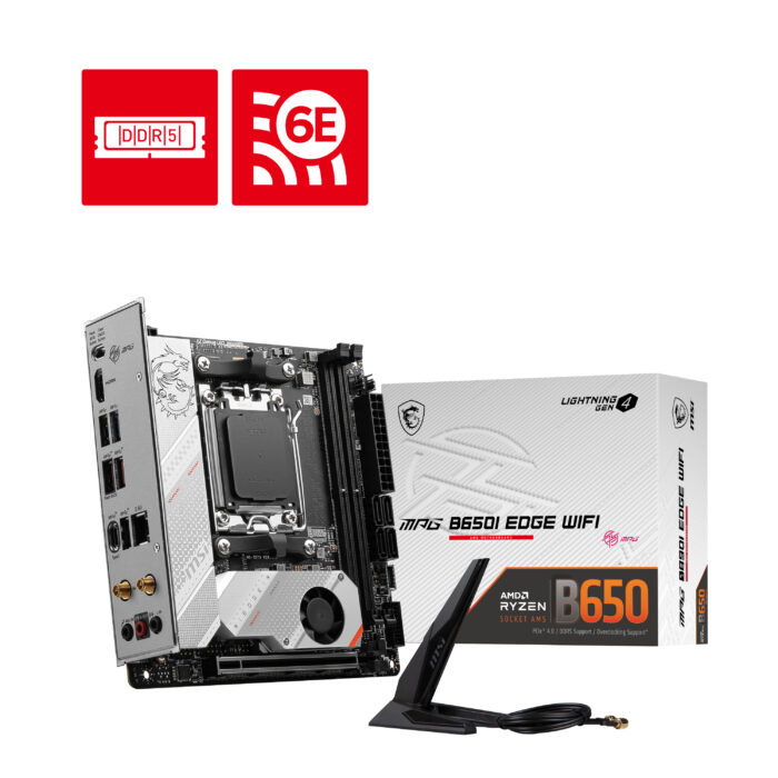 MSI MPG B650I EDGE WIFI AM5 DDR5 7200(OC) M.2 USB3.2 Wifi6E mini-ITX