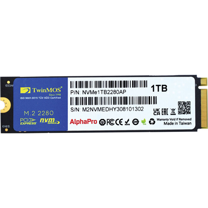 TwinMOS 1TB AlphaPro NVMe M.2 PCle Gen3 3600-3250MB/s (NVMe1TB2280AP)