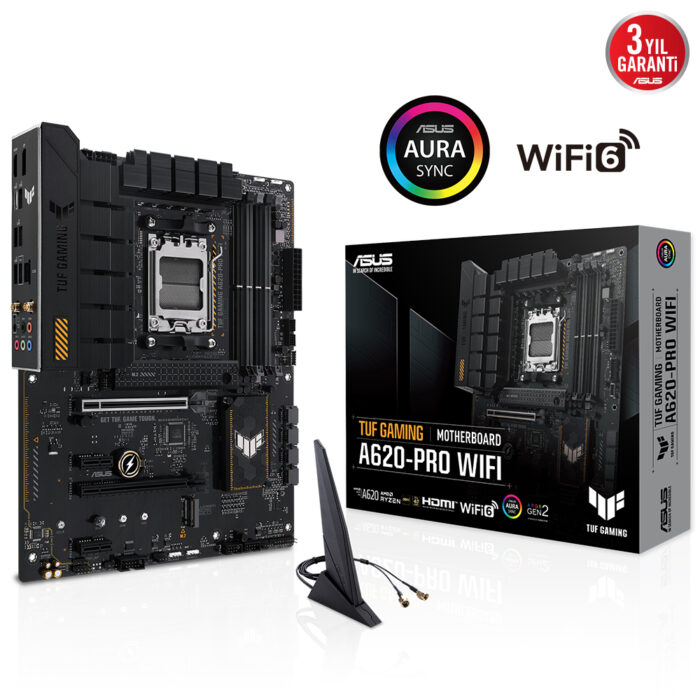 Asus TUF GAMING A620-PRO WIFI DDR5 AM5 6400(OC) HDMI DP M.2 WiFi BT RGB ATX