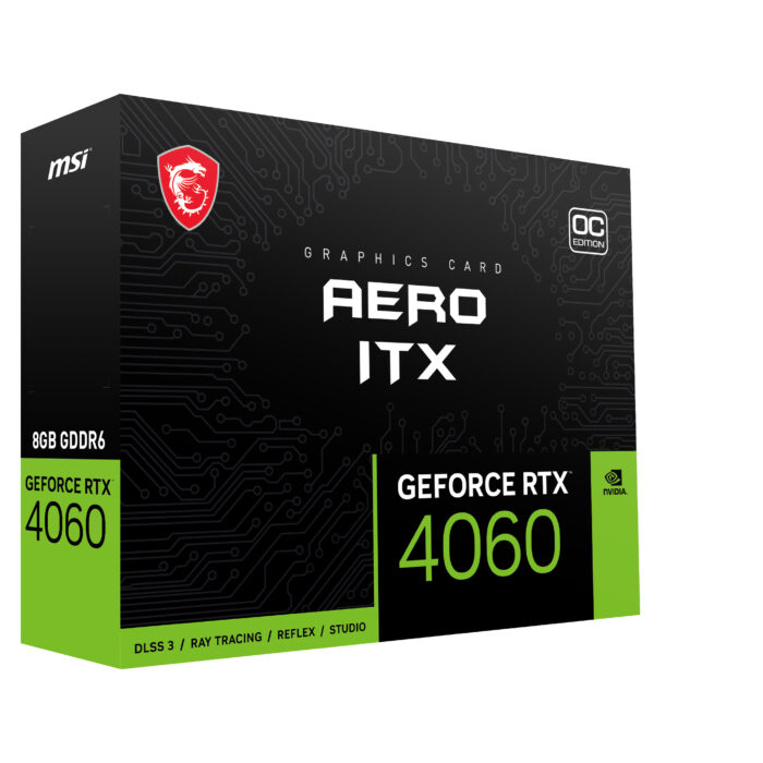 MSI 8GB GEFORCE RTX 4060 AERO ITX 8G OC GDDR6 128Bit PCIE 4.0 HDMI 3xDP