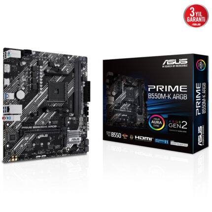 Asus PRIME B550M-K ARGB DDR4 5100(OC) AM4 HDMI DP 2xM2 USB3.2 mATX