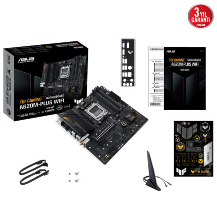 Asus TUF GAMING A620M-PLUS WIFI AM5 DDR5 6400 HDMI DP M2 BT RGB GBit mATX