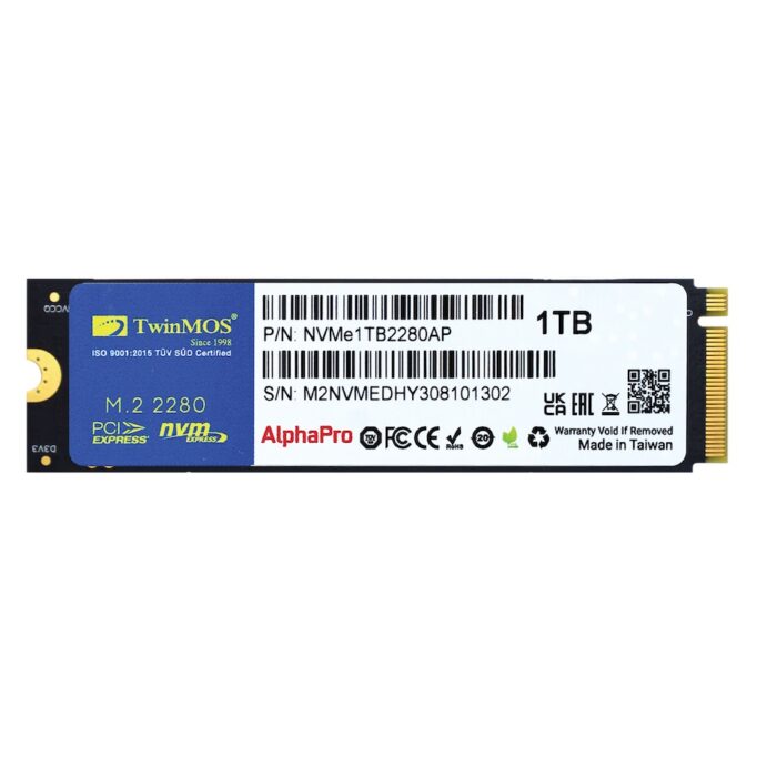 Twinmos 1TB NVMe M2 Gen SSD 3600/3250 Mb/s (NVMe1TB2280AP)