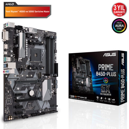 Asus PRIME B450-PLUS AM4 DDR4 4400 Ses+GLan DSub DVI HDMI Raid M2 Usb3.1 RGB ATX