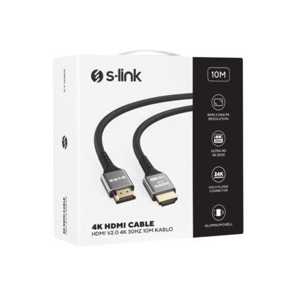 S-LINK SLX-HD4K10 10 Mt Metal v2.0 4K (4096*2160) 30Hz HDMI Kablo