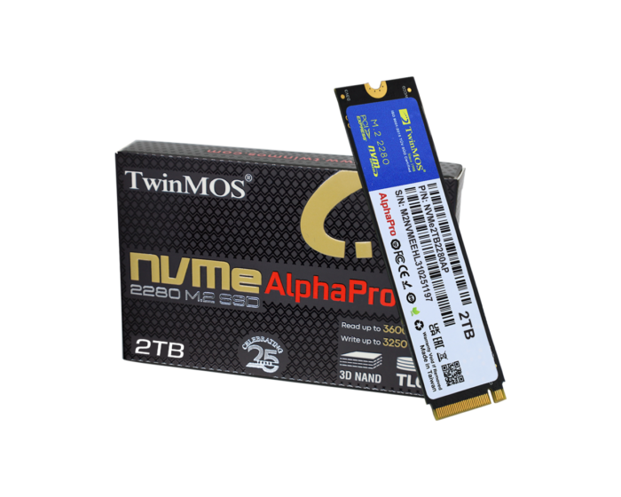 TWINMOS NVMe2TB2280AP AlphaPro M.2 2TB (3600/3250MB/s) PCIe + NVMe (3D NAND) SSD Disk (22x80MM)