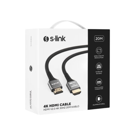 S-LINK SLX-HD4K20 20 Mt Metal v2.0 4K (4096*2160) 30Hz HDMI Kablo