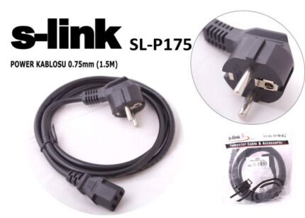 S-LINK SL-P175 1.5 Mt 0.75mm Lüks Kalın PC Power Kablosu