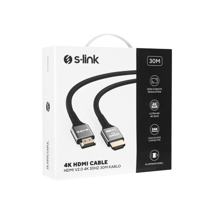 S-LINK SLX-HD4K30 30 Mt Metal v2.0 4K (4096*2160) 30Hz HDMI Kablo