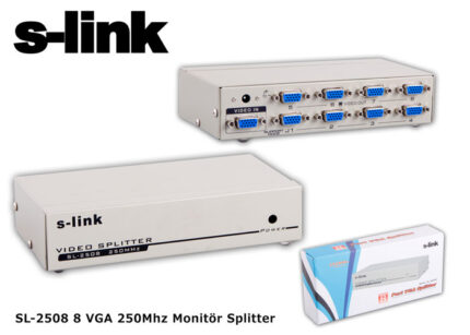 S-LINK SL-2508 8 Port VGA Monitör Çoklayıcı (250 MHZ)