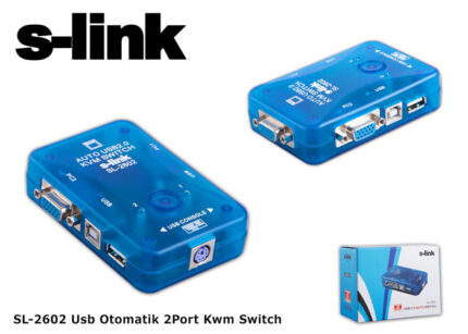 S-LINK SL-2602 2 Port USB KVM Switch Otomatik