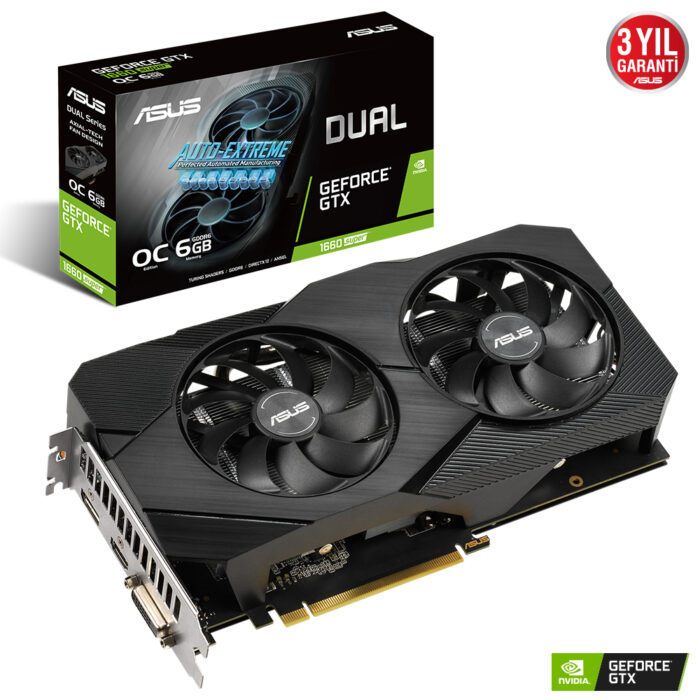 Asus DUAL-GTX1660S-O6G-EVO 6GB 192Bit GDDR6 DP/HDMI/DVI PCI 3.0 Ekran Kartı